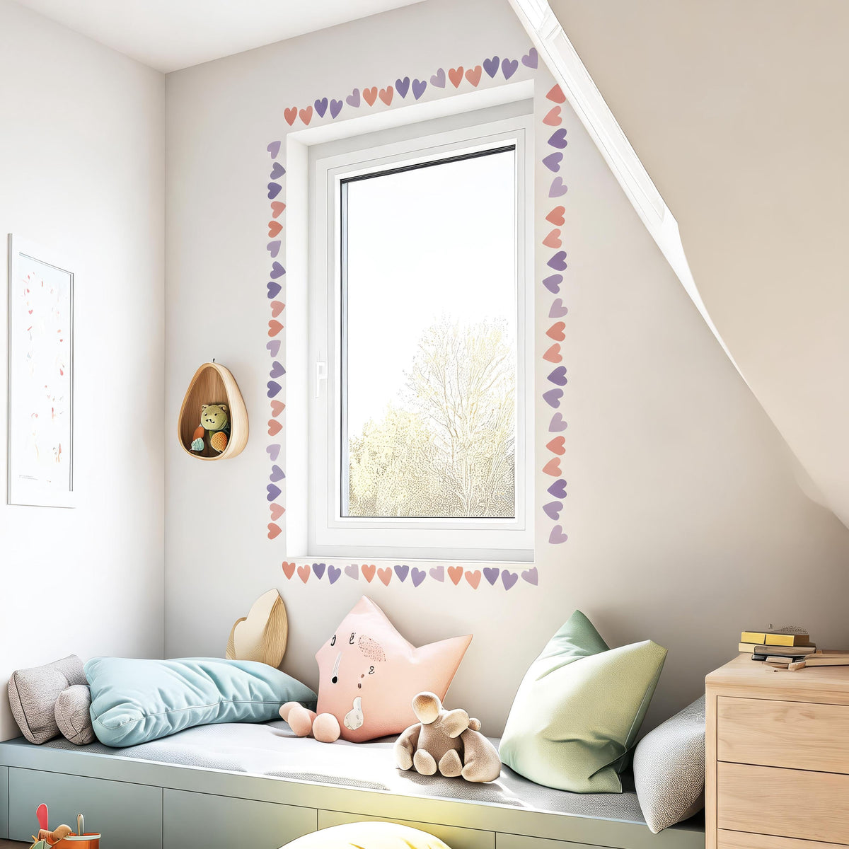 Heart Wall Decal Border shown in a home interior