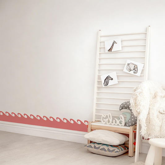 Wave Wall Decal Border installed on a styled wall