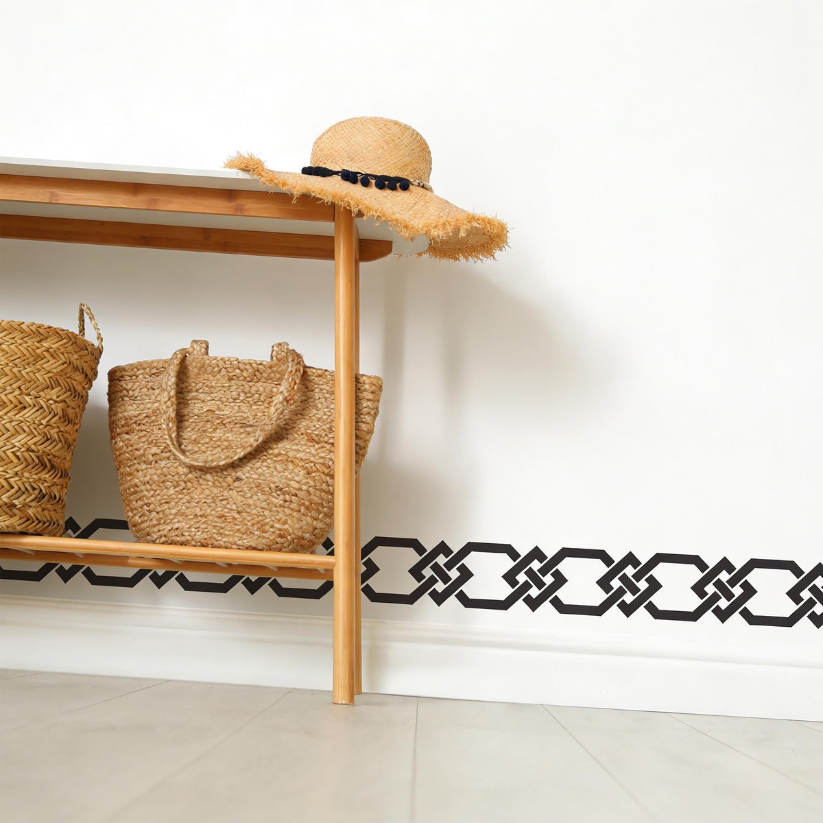 Geometric Wall Decal Border shown in a home interior