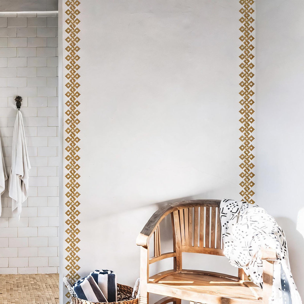 Geometric Wall Decal Border styled in a room setting