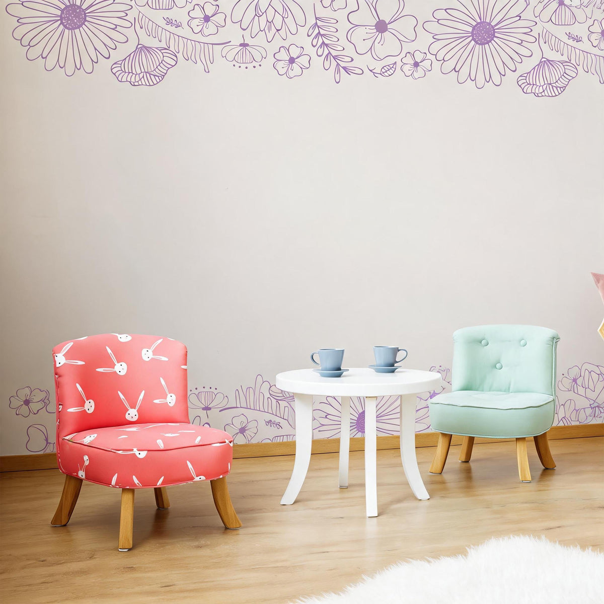Floral Wall Decal Border displayed in a styled space