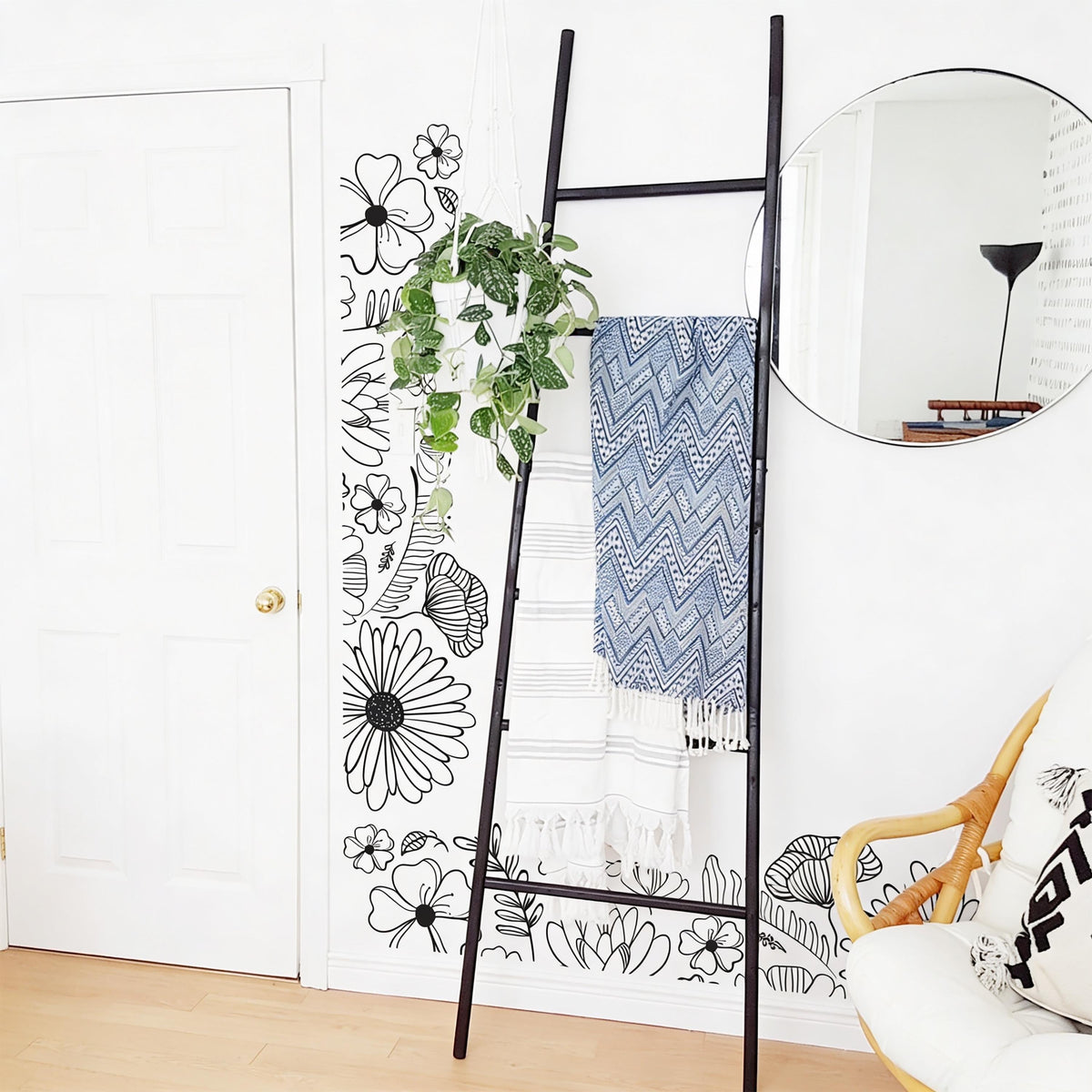 Floral Wall Decal Border shown in a home interior