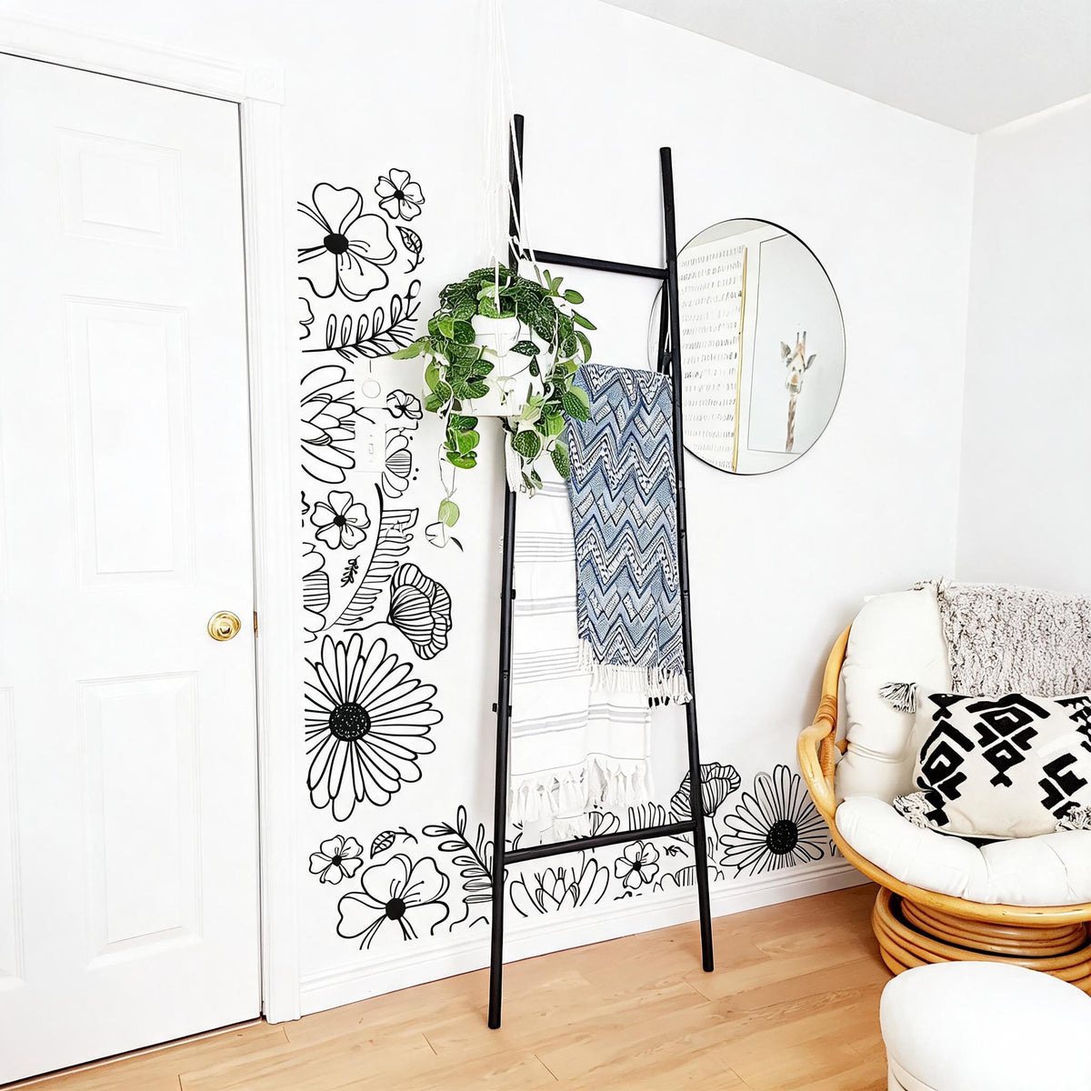 Floral Wall Decal Border shown in a nursery setting
