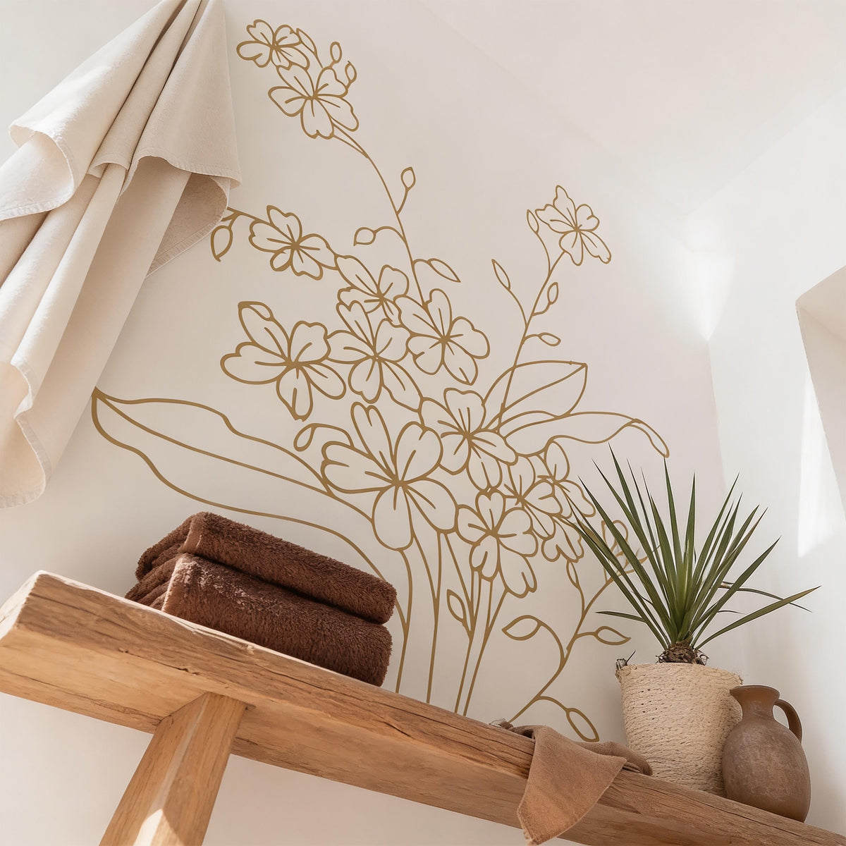 Floral Bouquet Wall Decal on a feature wall