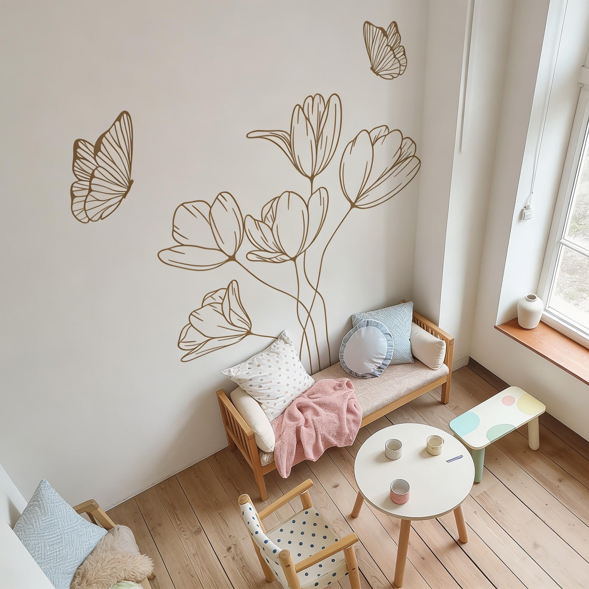 Wildflower Bouquet Wall Decal shown in a home interior