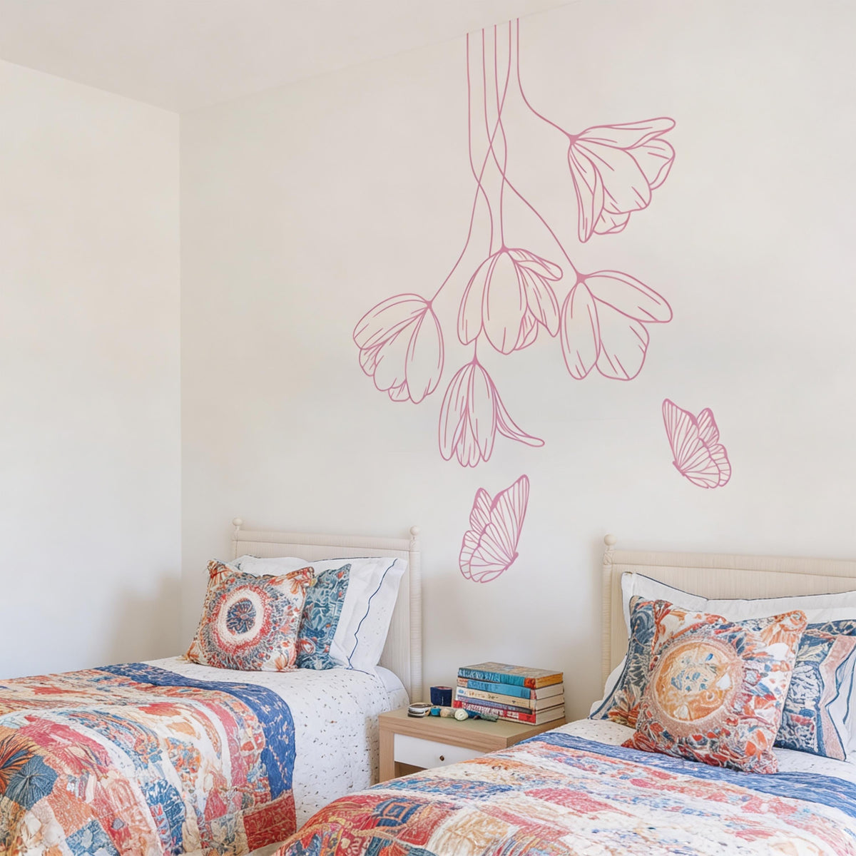 Wildflower Bouquet Wall Decal on a feature wall