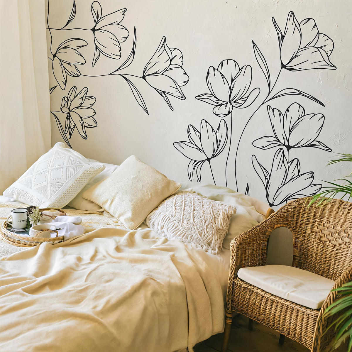 Floral Corner Wall Decals arranged on a wall