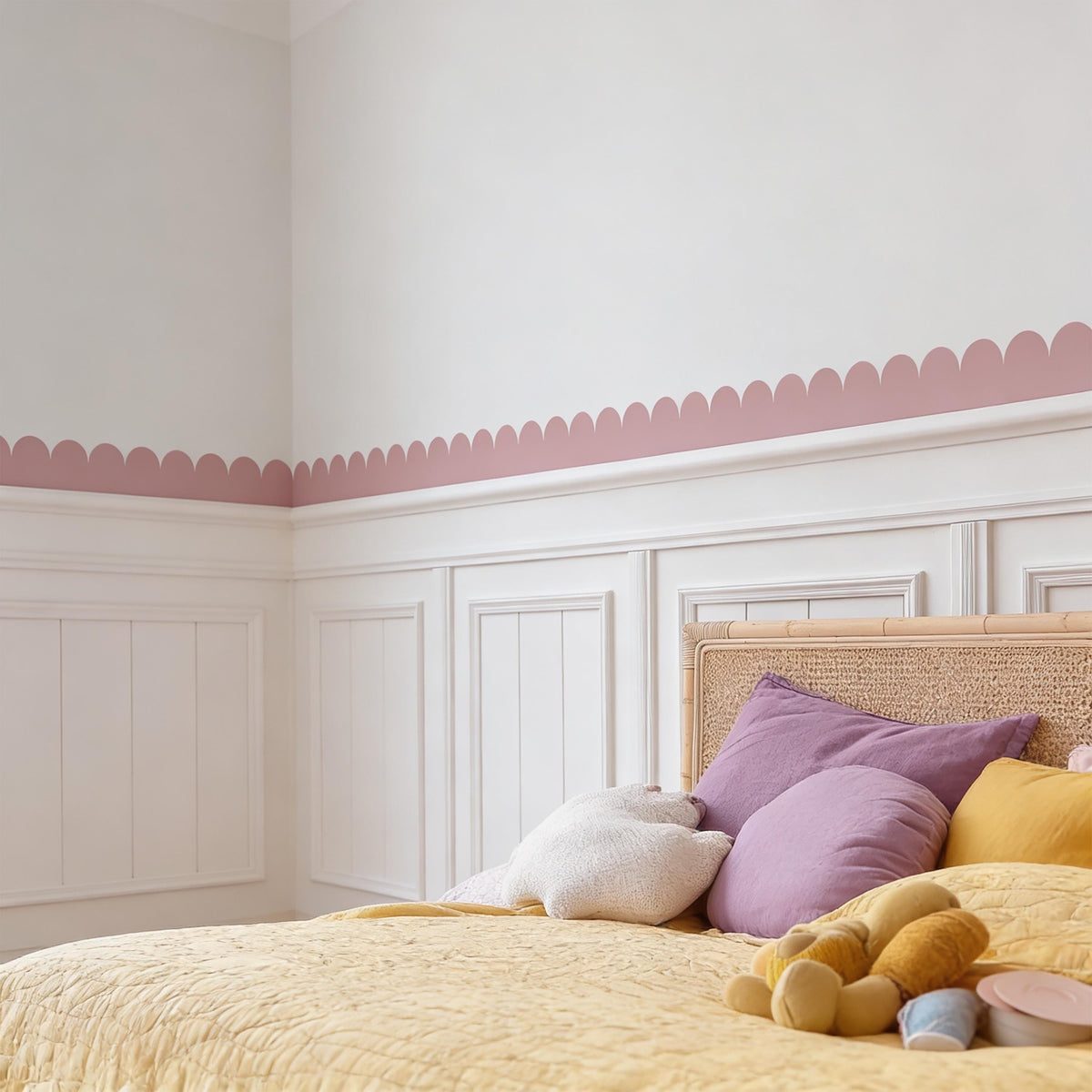 Scallop Wall Decal Border styled in a room setting