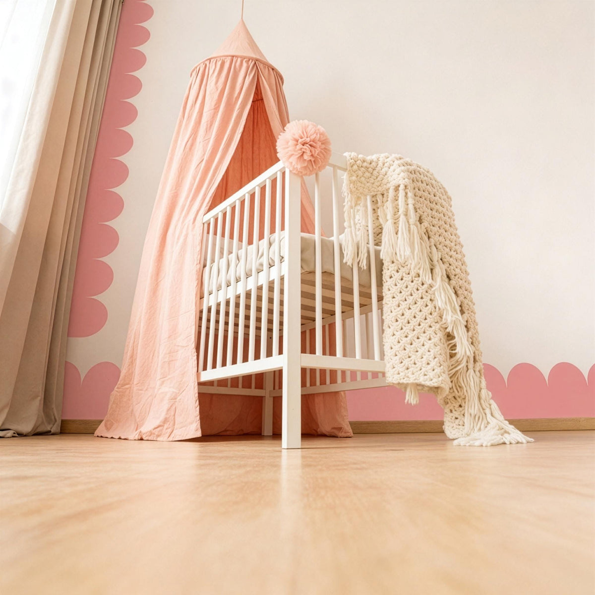 Scallop Wall Decal Border shown in a nursery setting