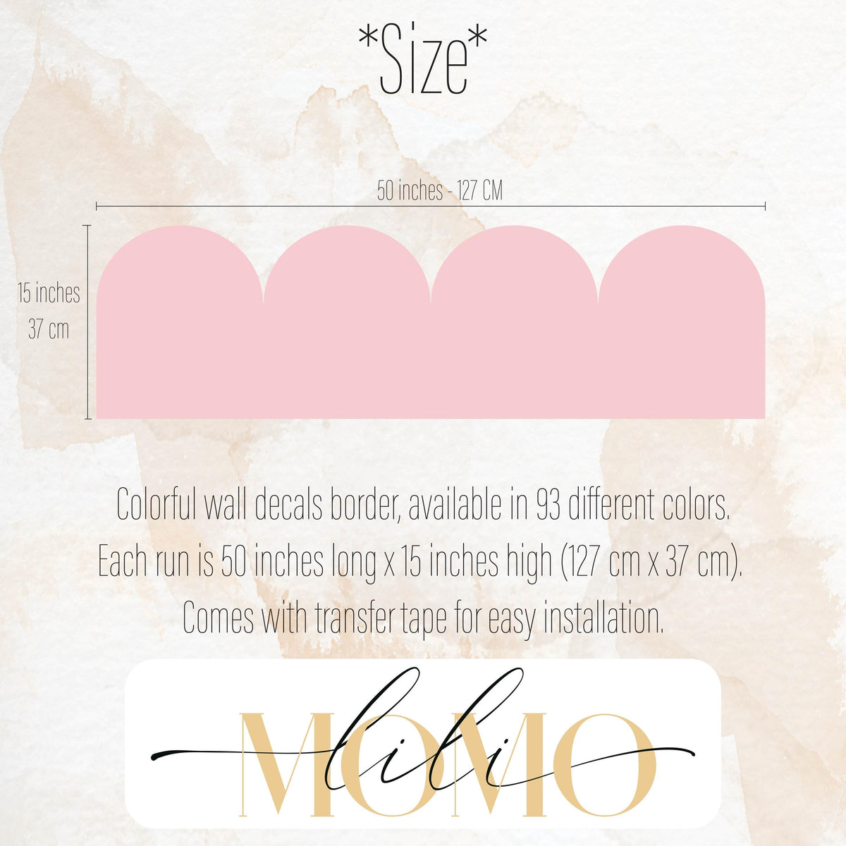 Large Scallop Wall Decal Border styled in a room setting