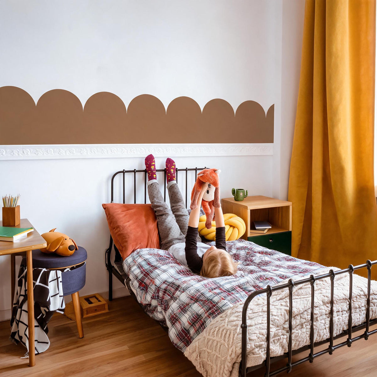 Large Scallop Wall Decal Border shown in a home interior