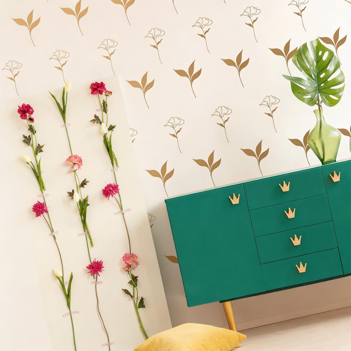 Small Flower Wall Decals shown in a nursery setting