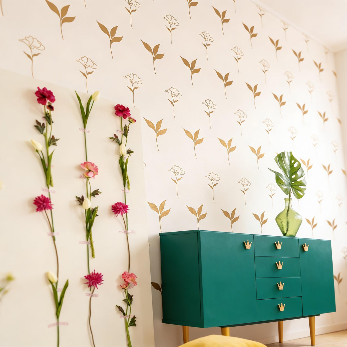 Small Flower Wall Decals arranged on a wall