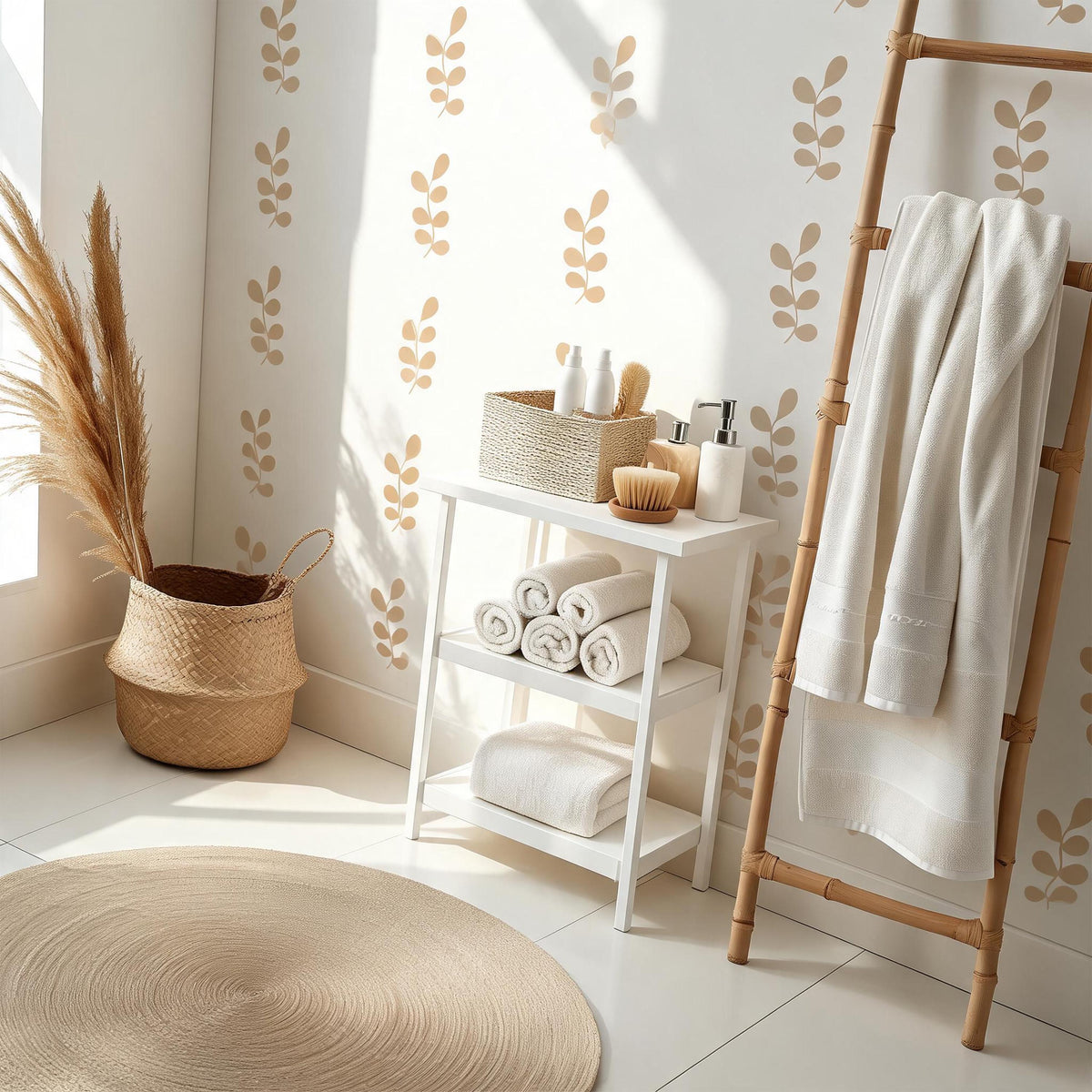 Leaf Wall Decals shown in a home interior