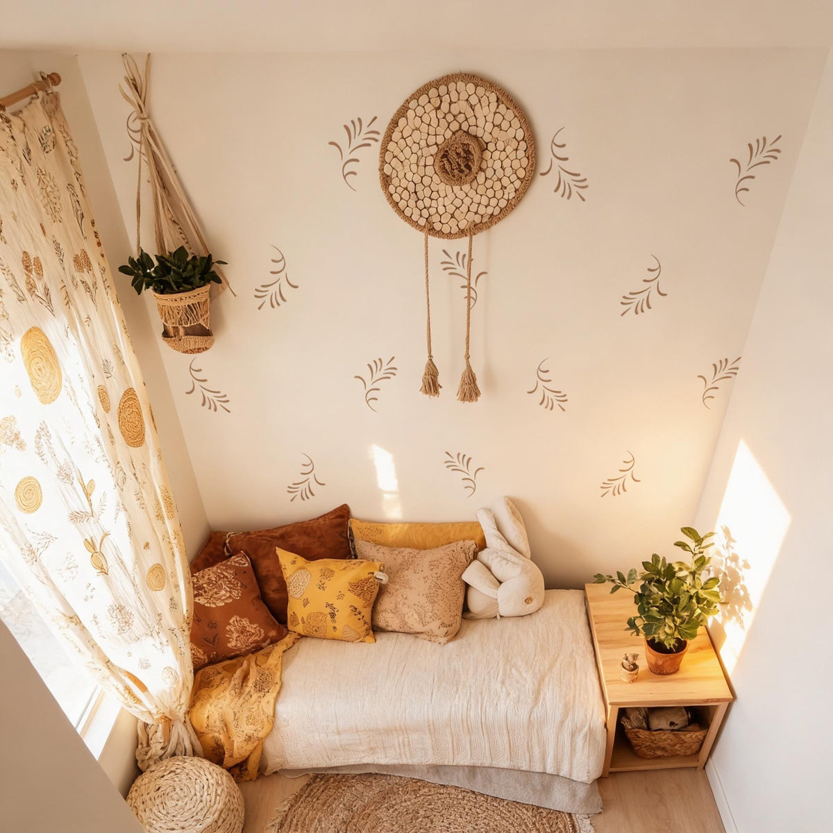 Botanical Wall Decals on a feature wall