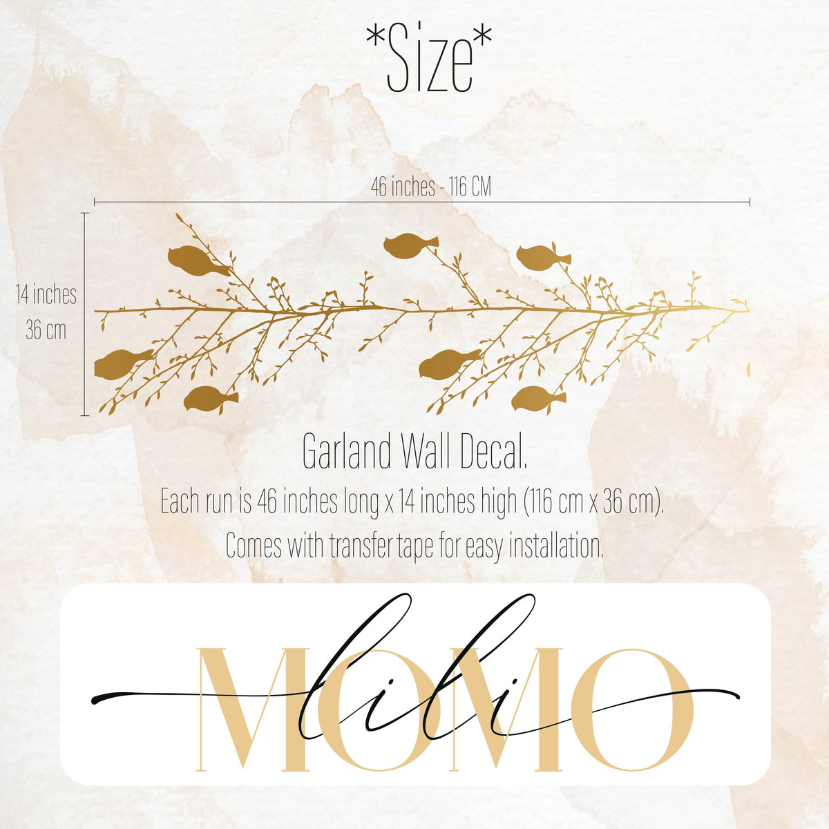 Color and size reference for Garland Wall Decal