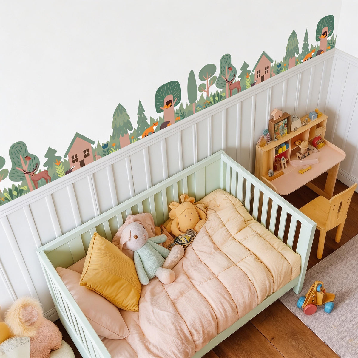Woodland Border Wall Decal styled in a room setting