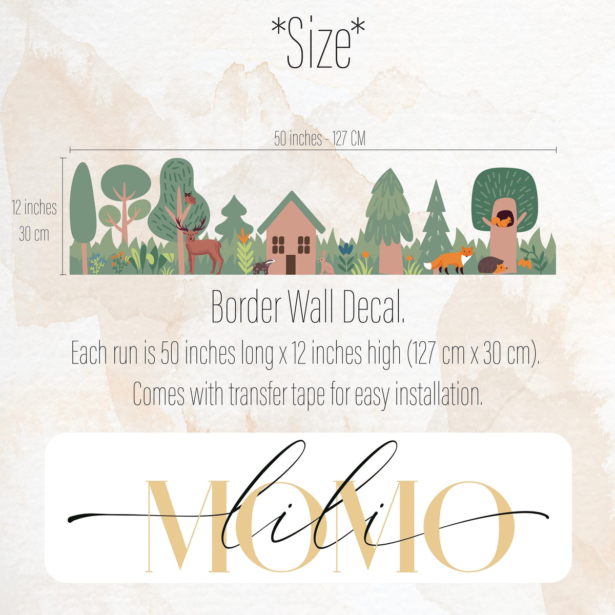 Woodland Border Wall Decal shown in a home interior