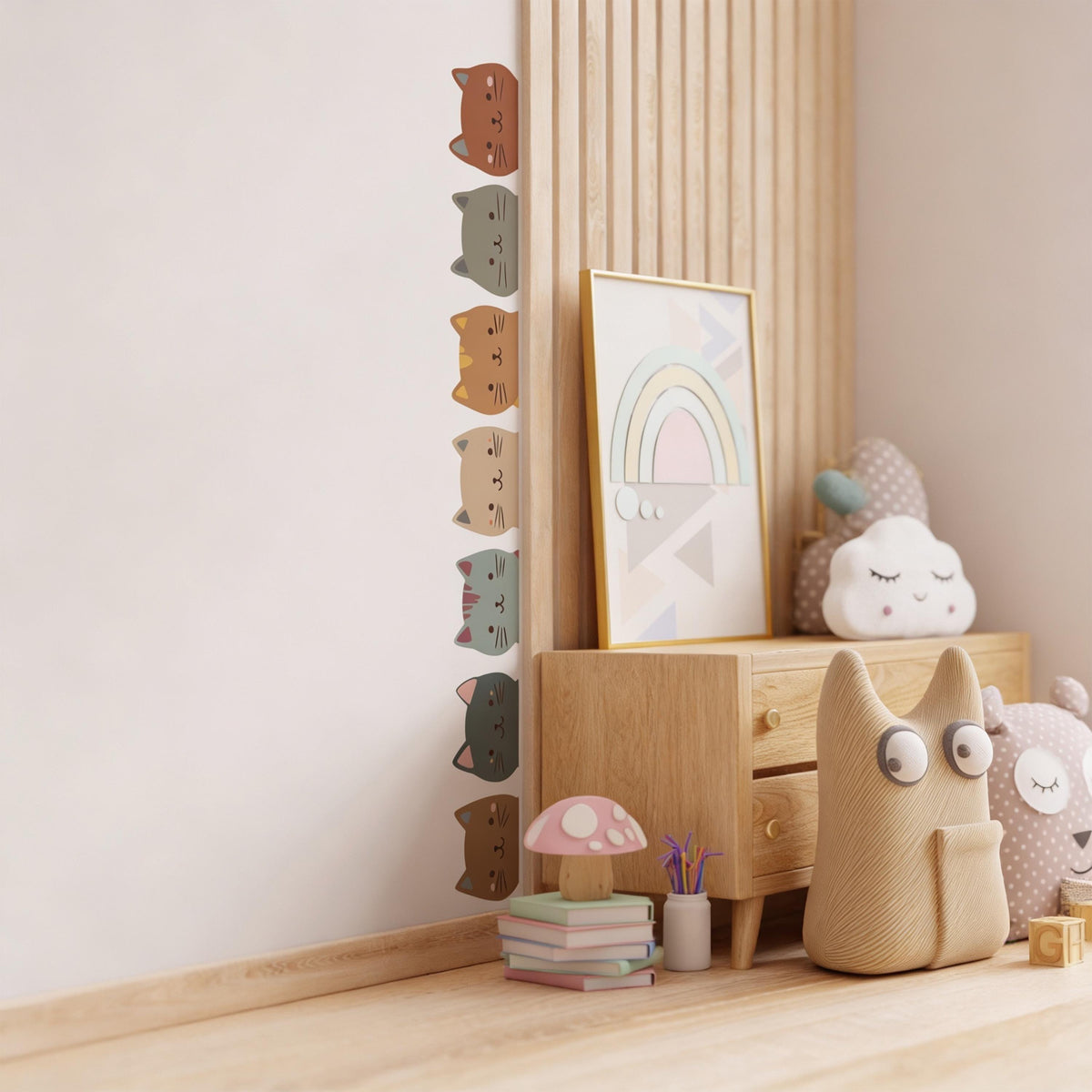 Cat Border Wall Decal styled in a room setting
