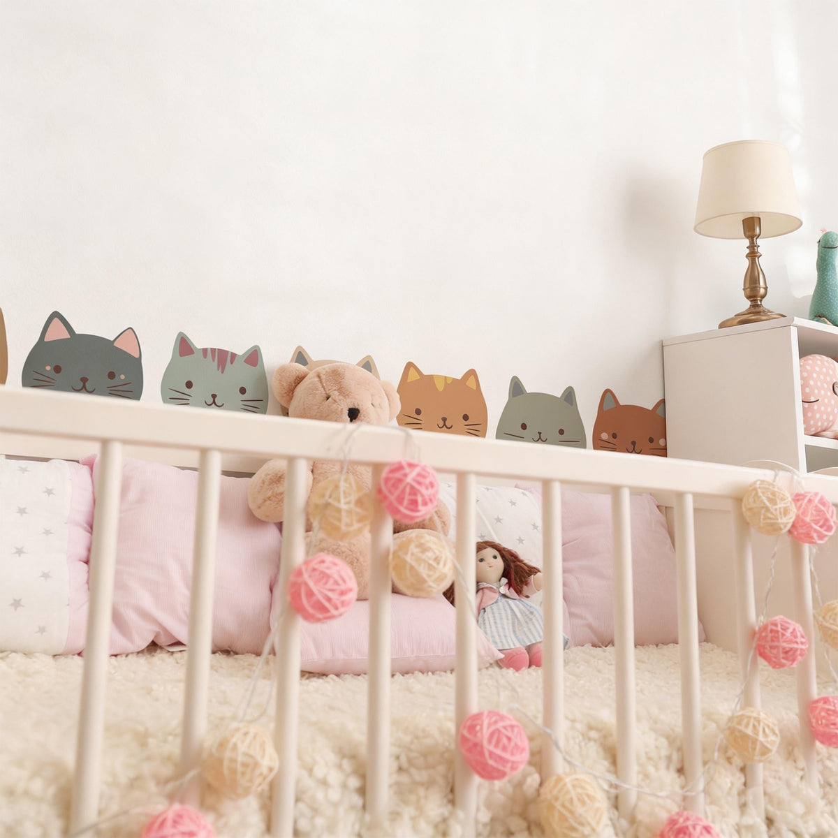 Cat Border Wall Decal arranged on a wall