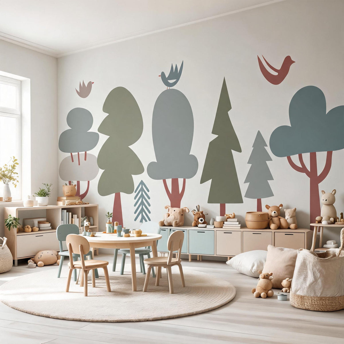 Forest Wall Decal Set styled on a decorated wall