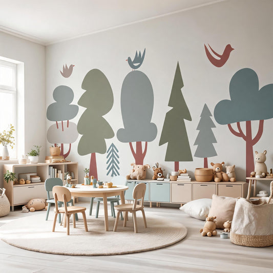 Forest Wall Decal Set styled on a decorated wall