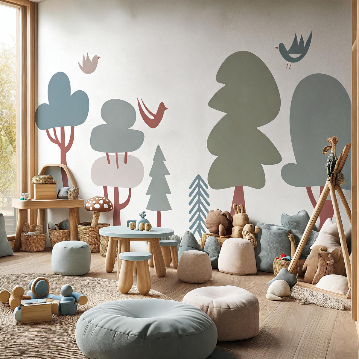Forest Wall Decal Set styled in a room setting