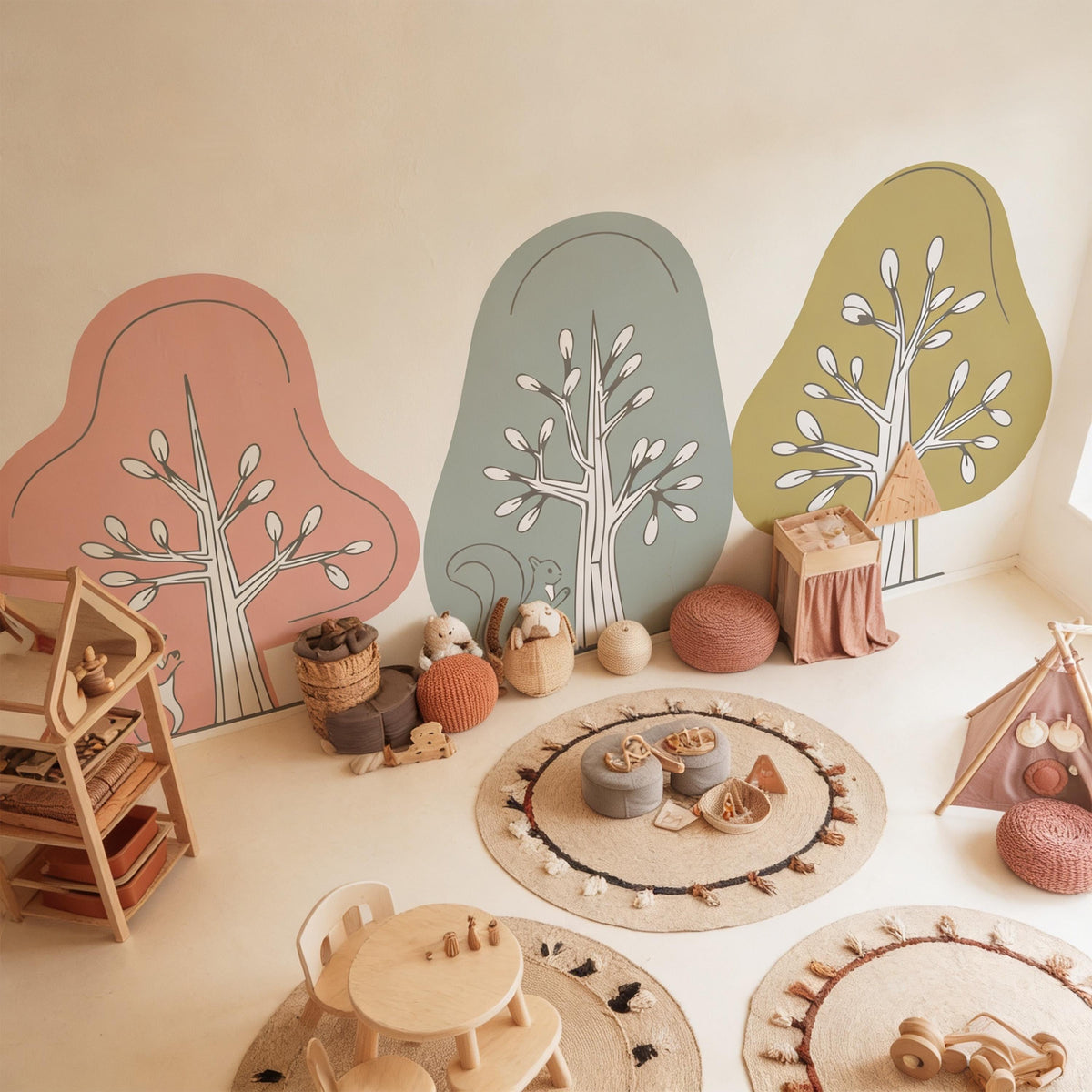 Tree Wall Decal Set styled in a room setting