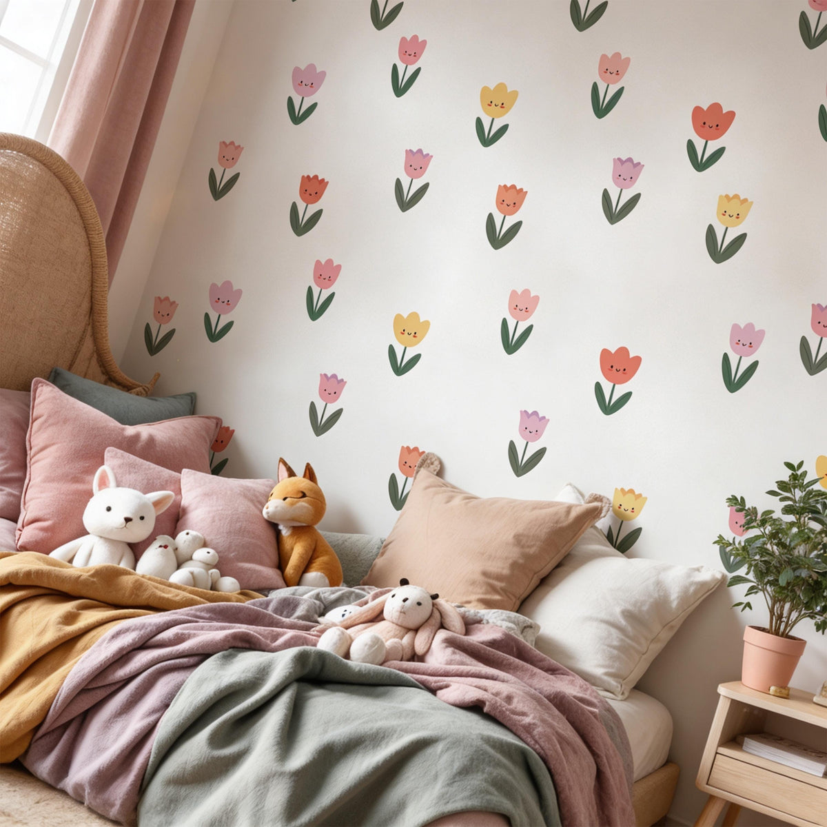 Tulip Wall Decal Border on a feature wall