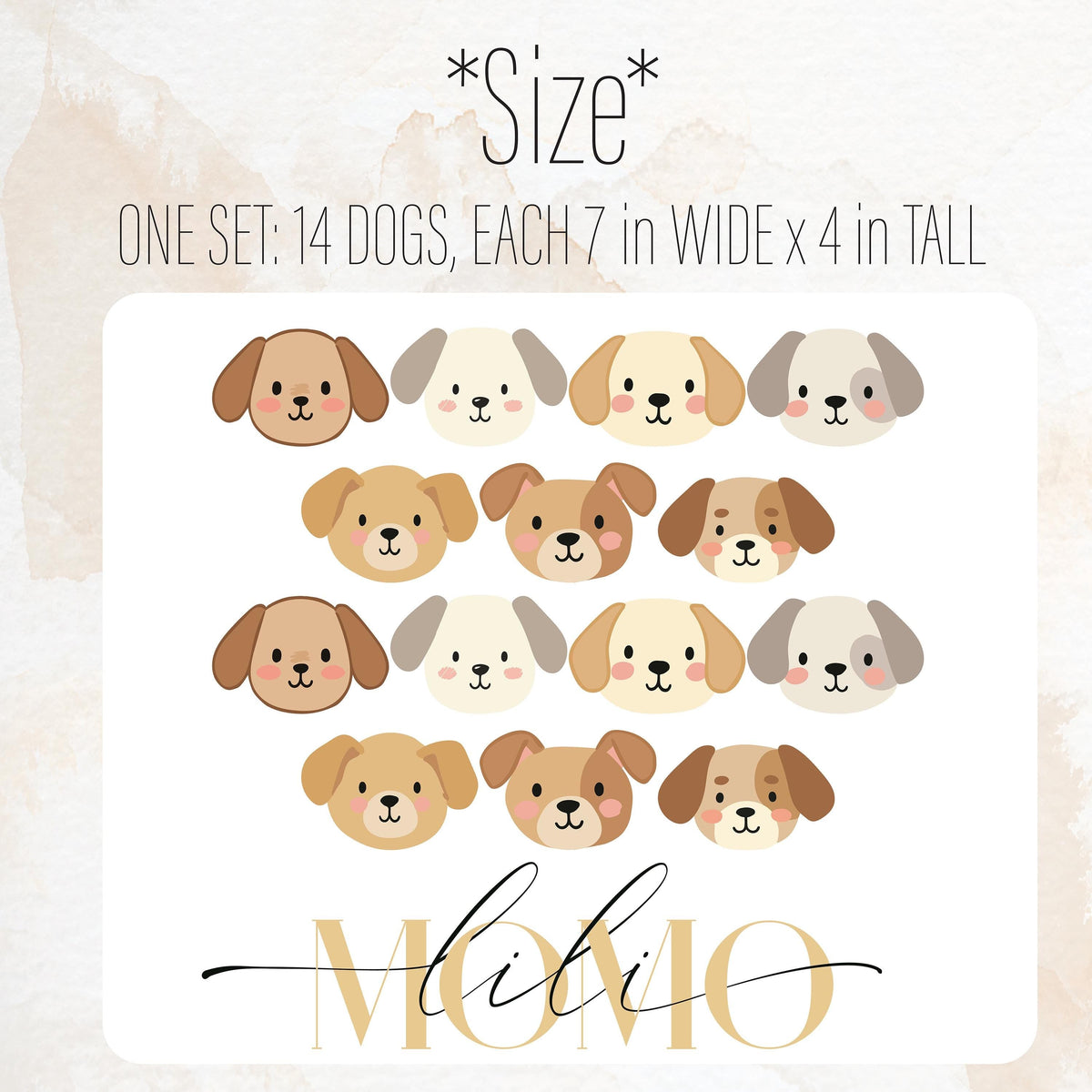 Dog Face Wall Decal Set on a feature wall