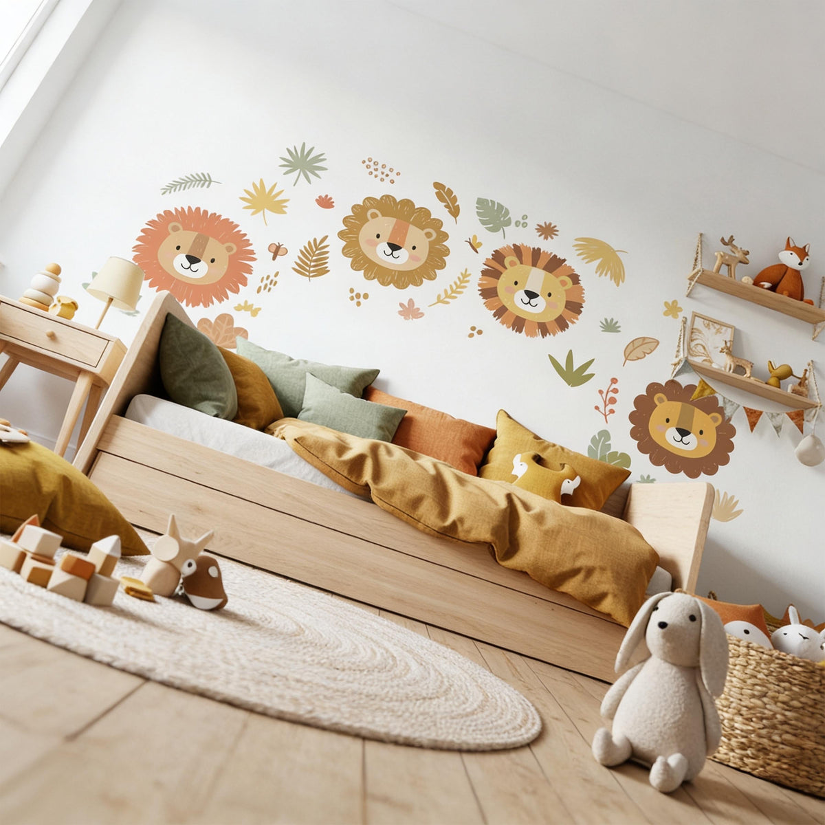 Lion Wall Decal Set arranged on a wall
