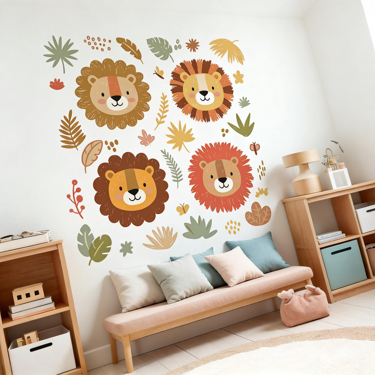 Lion Wall Decal Set shown in a home interior