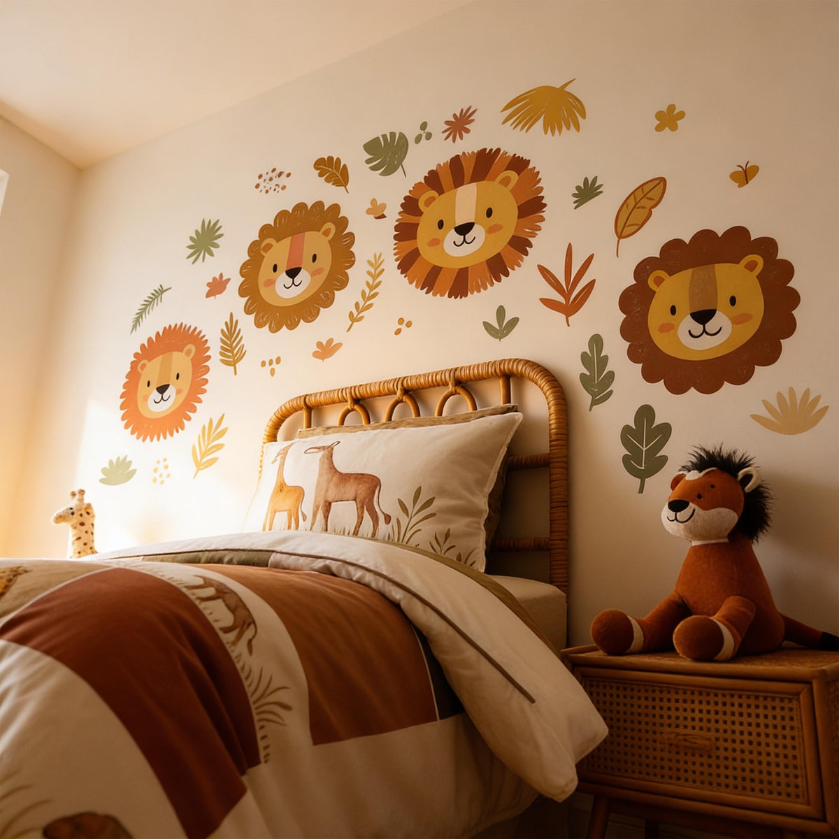Lion Wall Decal Set on a feature wall