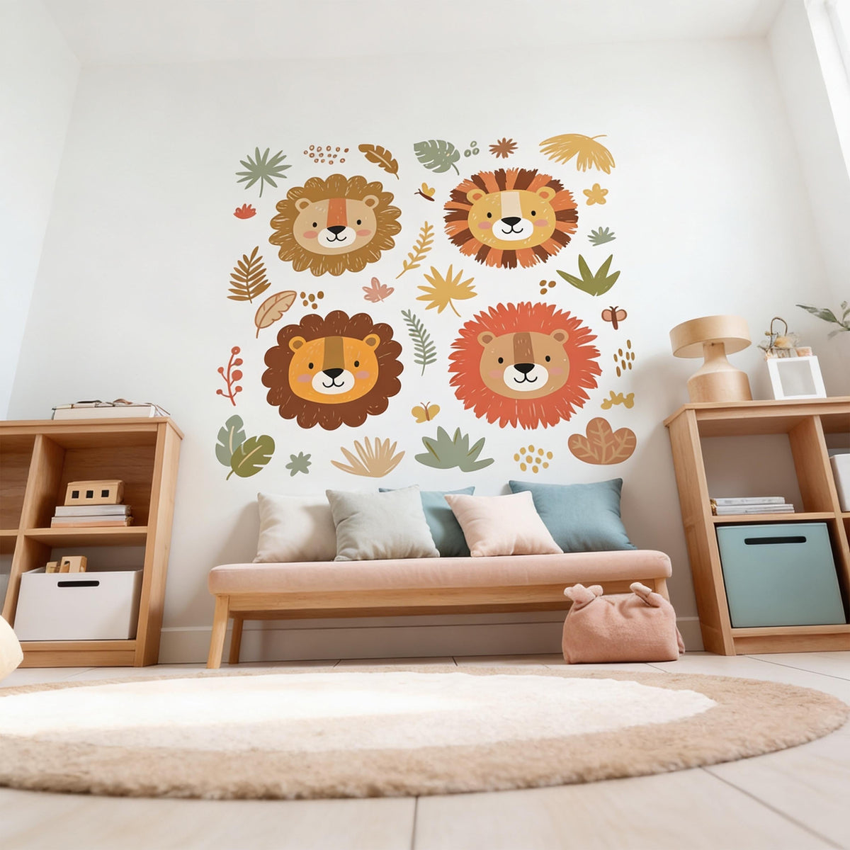 Color and size reference for Lion Wall Decal Set