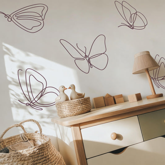 Butterfly Wall Decal Set styled on a decorated wall