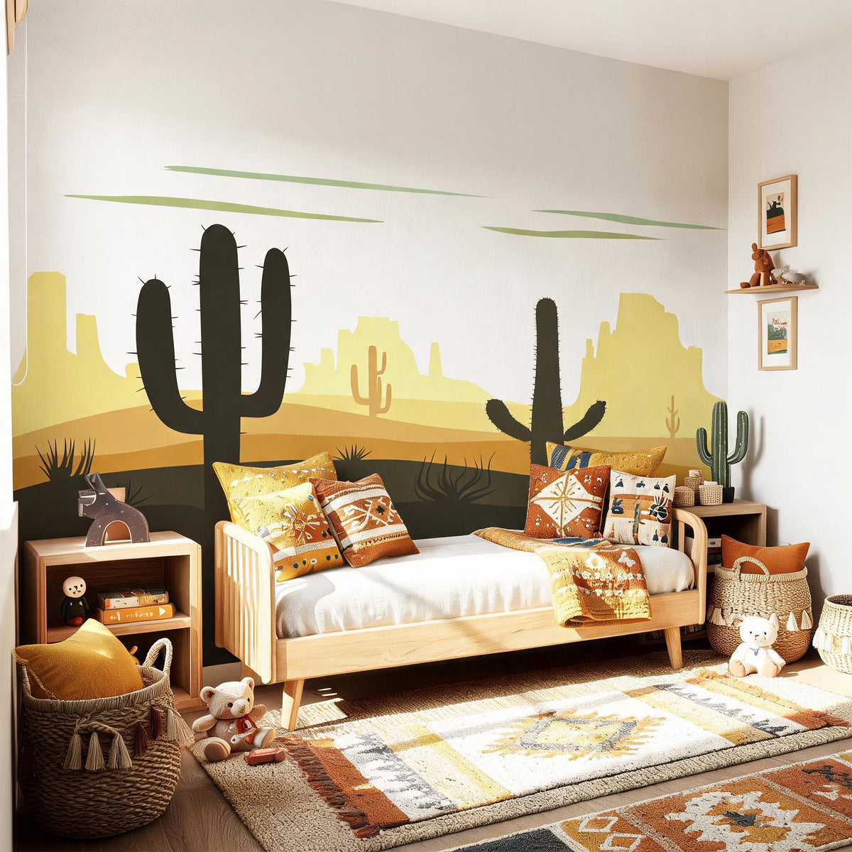 Desert Cactus Wall Mural Decal shown in a room setting