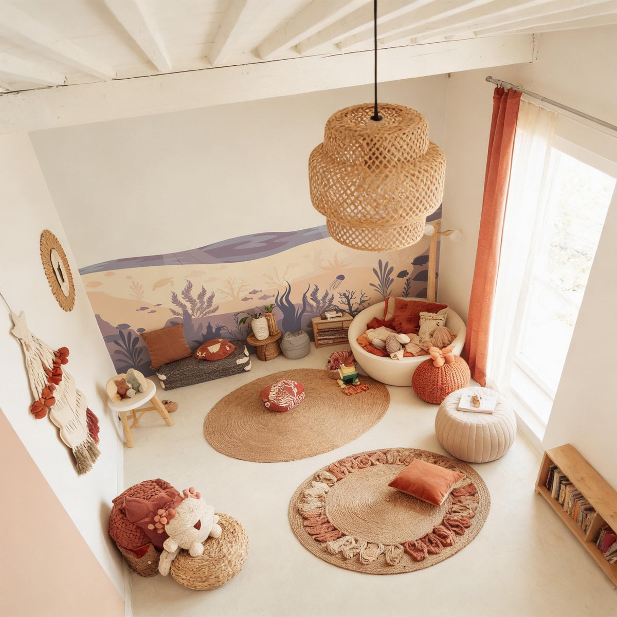 Underwater Ocean Wall Mural Decal shown in a room setting