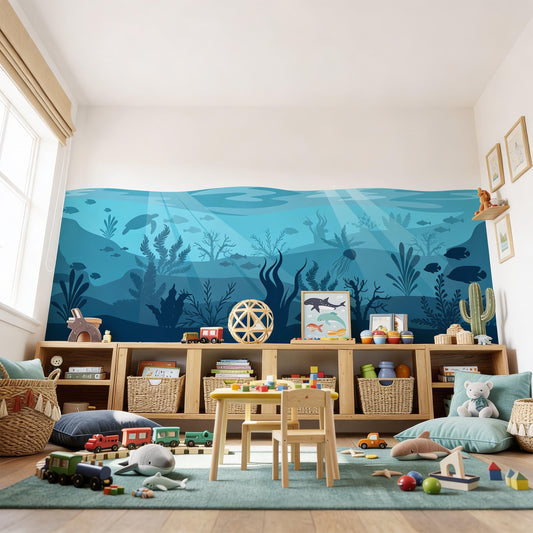 Underwater Ocean Wall Mural Decal styled on a wall