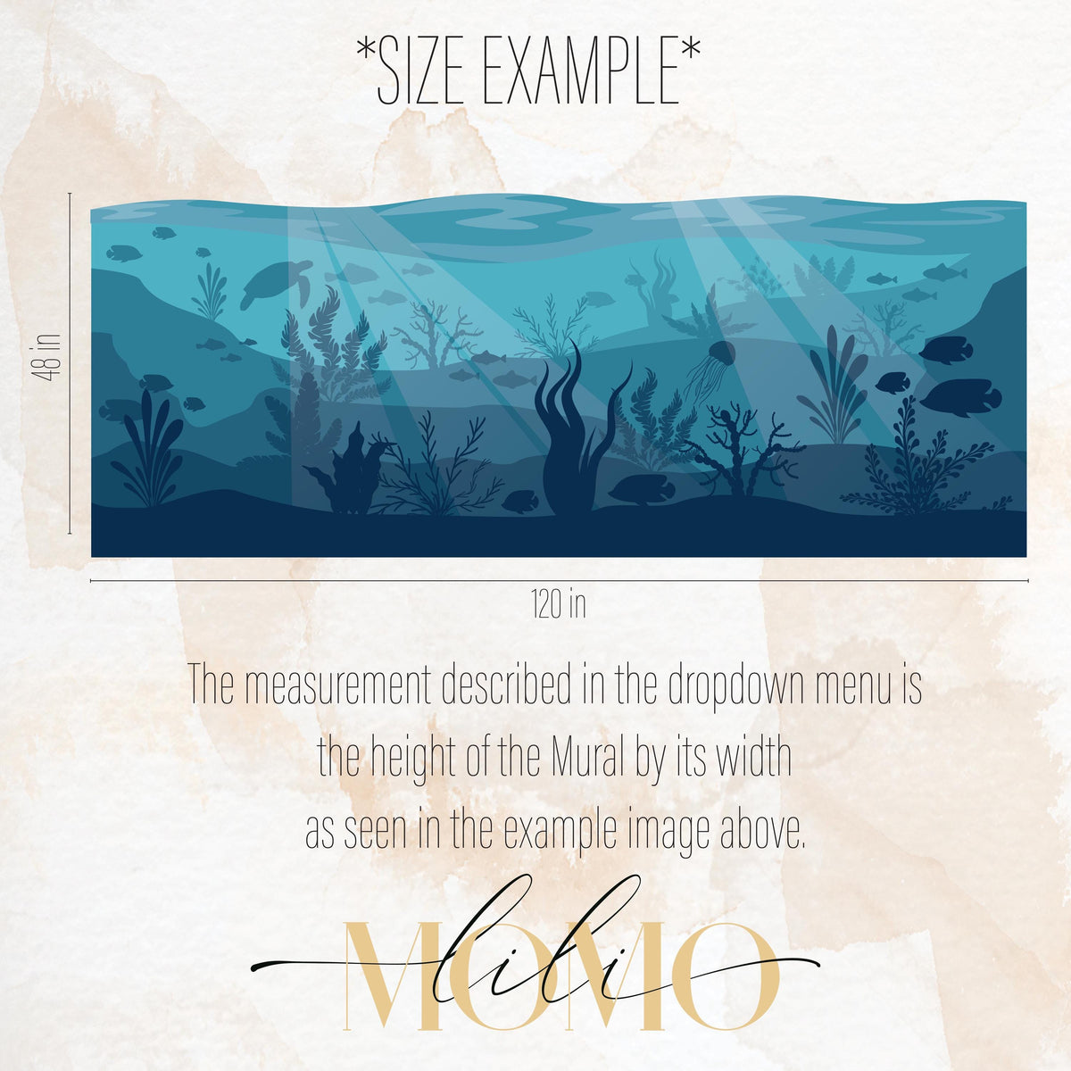 Underwater Ocean Wall Mural Decal shown in a room setting