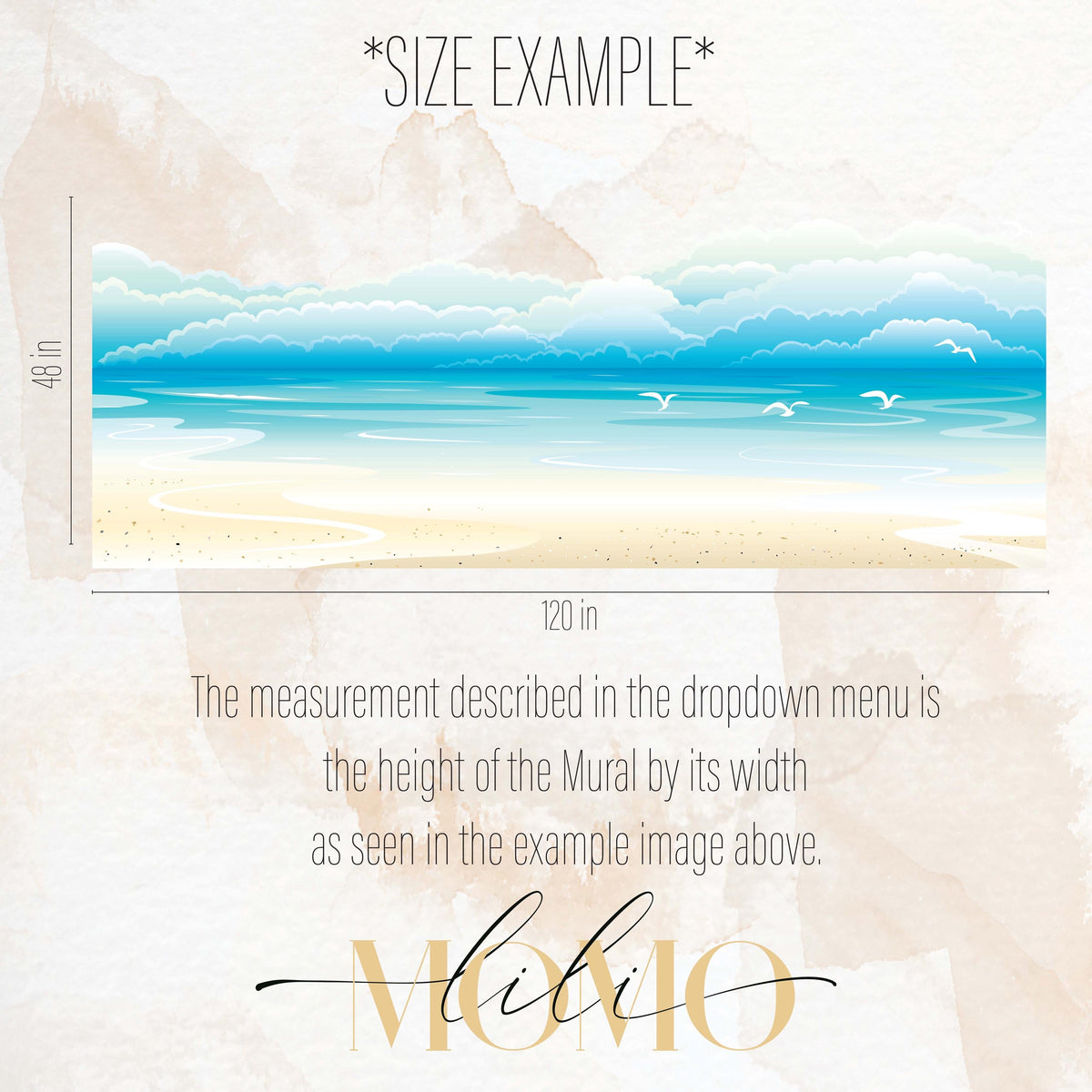 Beach Ocean Wall Mural Decal shown in a room setting
