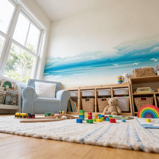 Beach Ocean Wall Mural Decal styled on a wall