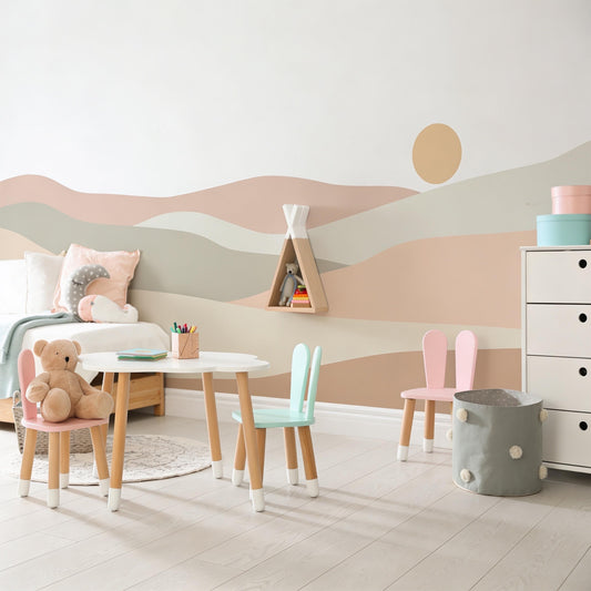 Minimalist Abstract Landscape Wall Mural Decal styled on a wall