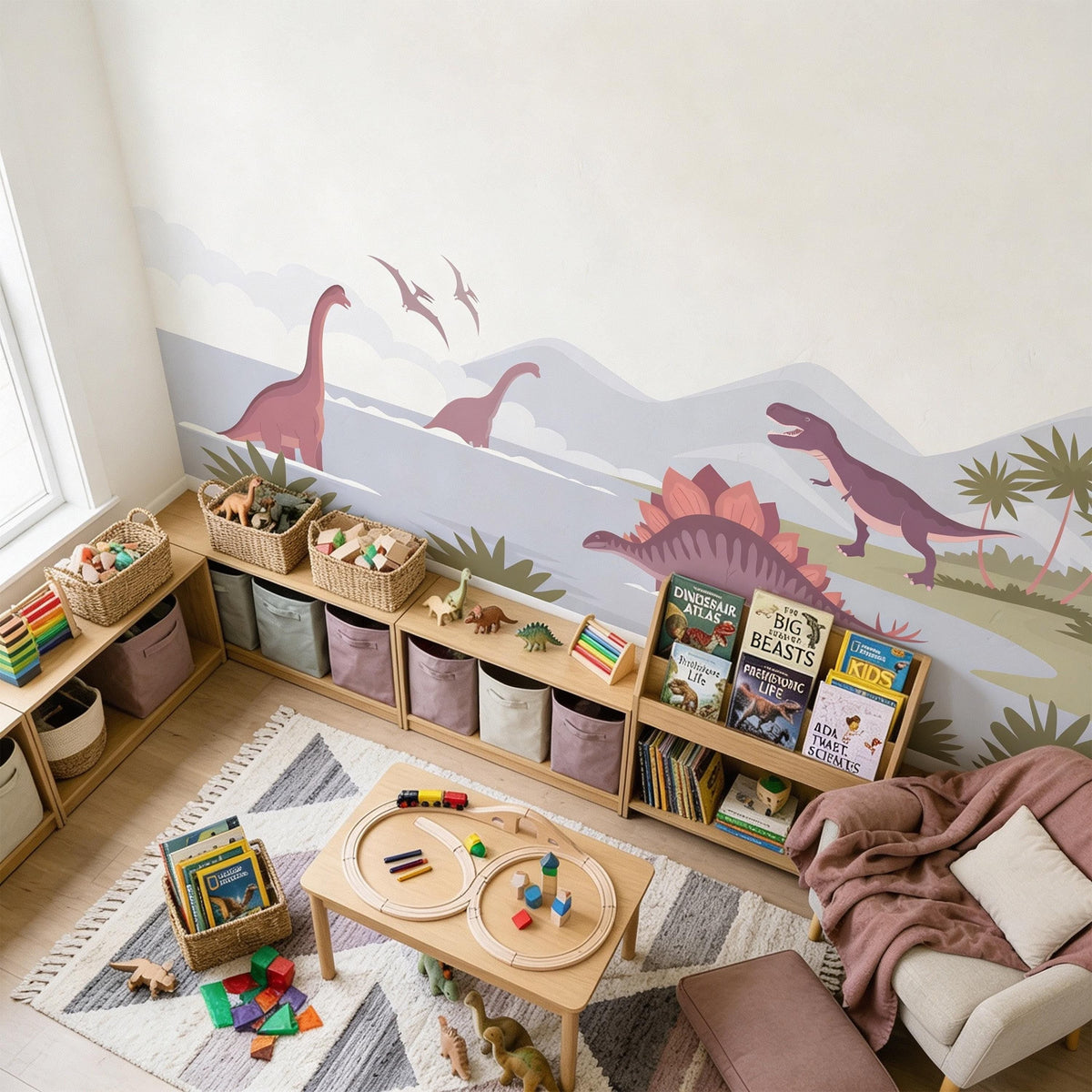 Dinosaur Wall Mural Decal shown in a room setting